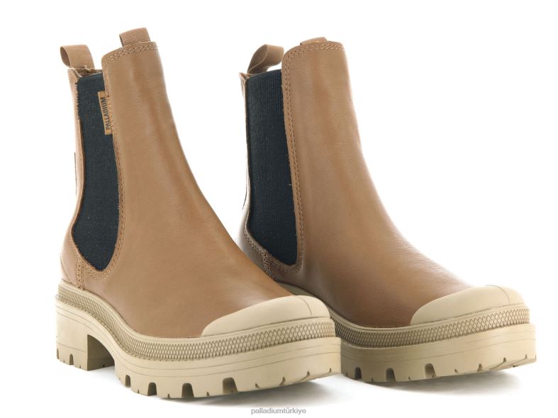 Palladium bot ayakkabı sevgili kahverengi kadınlar pallabase chelsea deri 8Z6D232